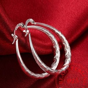 925 Sterling Silver shaped Pattern Hoop Earrings